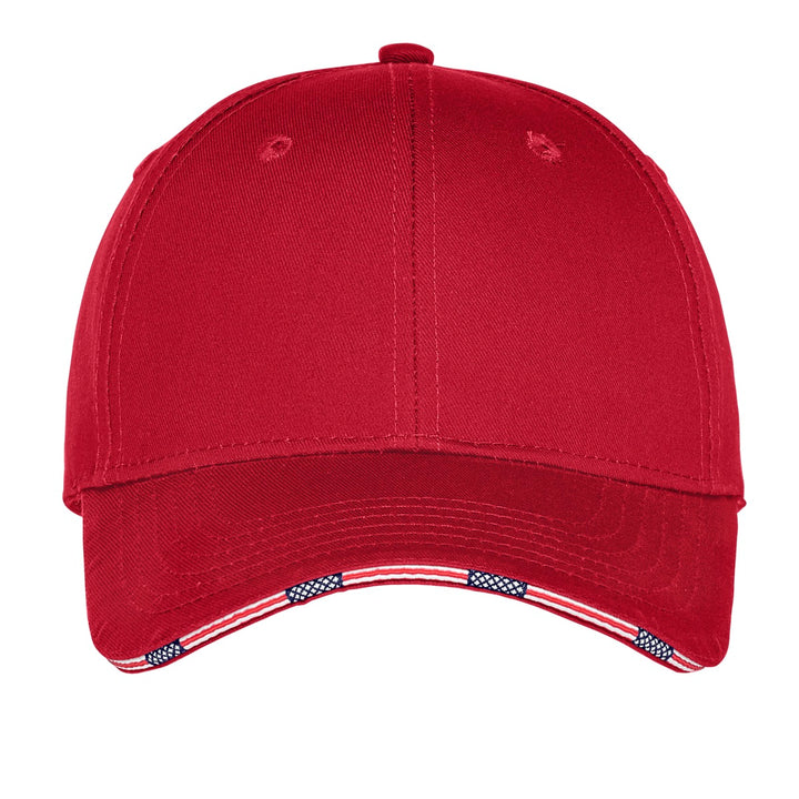 Port Authority Americana Flag Sandwich Cap. C829 — Deep Red — front