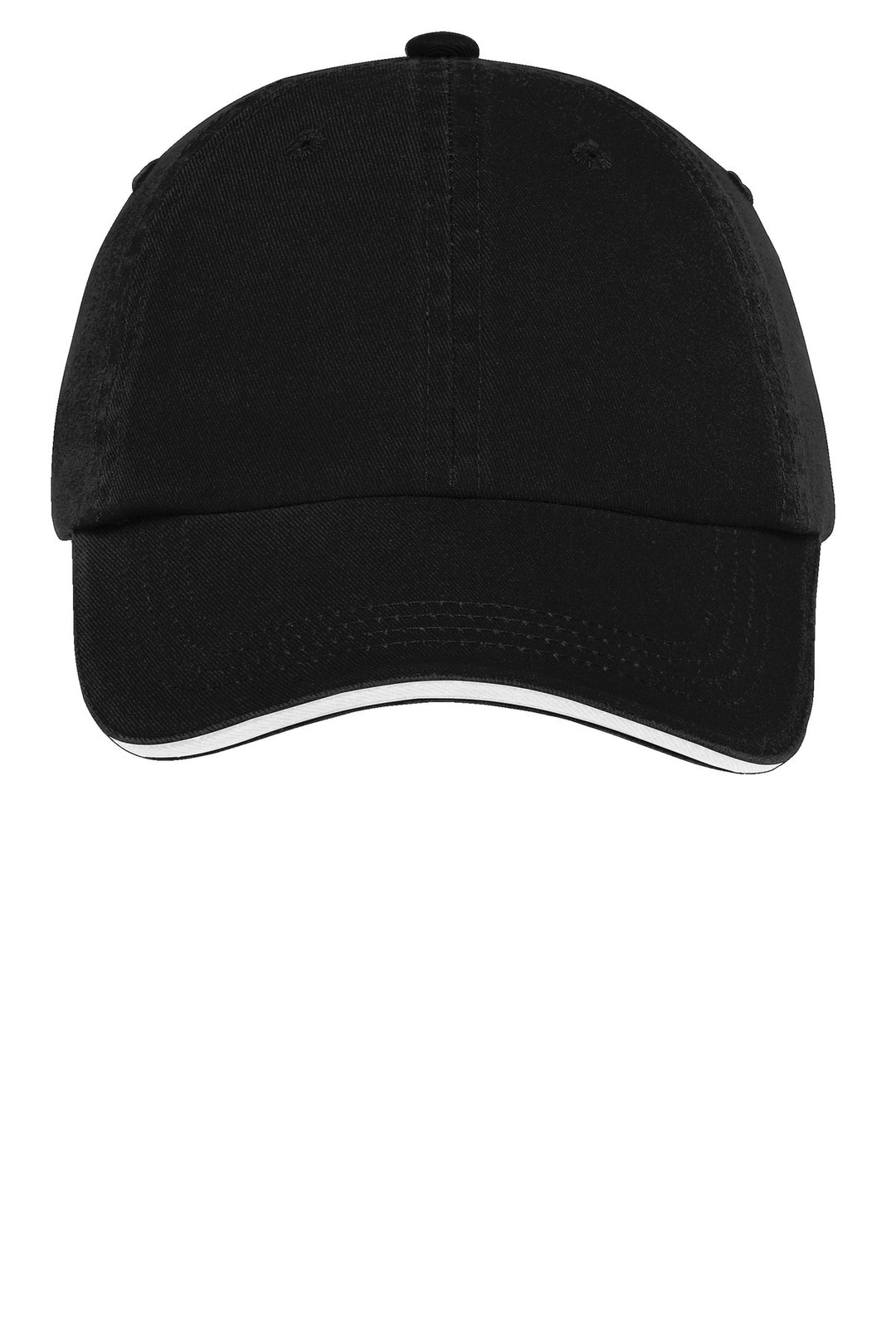 Port Authority Sandwich Bill Cap with Striped Closure.  C830 — Black/ White — front