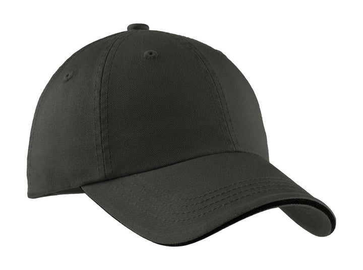 Port Authority Sandwich Bill Cap with Striped Closure.  C830 — Charcoal/ Black — front
