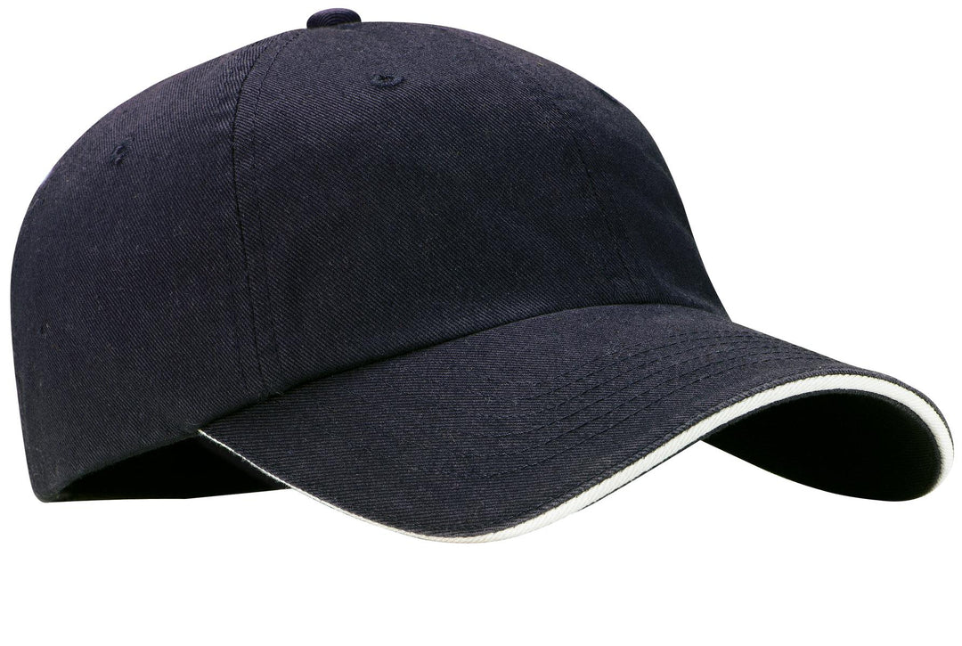 Port Authority Sandwich Bill Cap with Striped Closure.  C830 — Classic Navy/ White — front