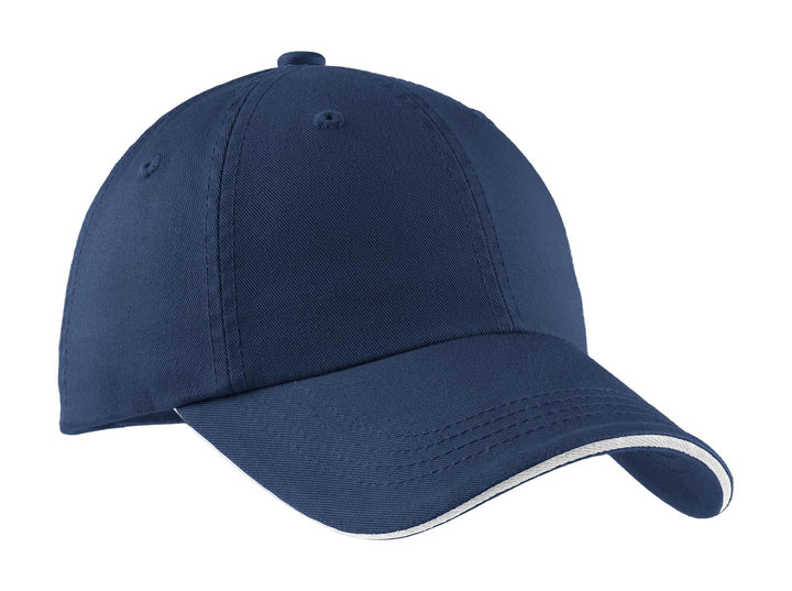 Port Authority Sandwich Bill Cap with Striped Closure.  C830 — Ensign Blue/ White — front