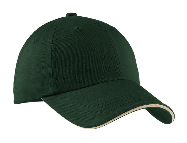 Port Authority Sandwich Bill Cap with Striped Closure.  C830 — Hunter/ Stone — front