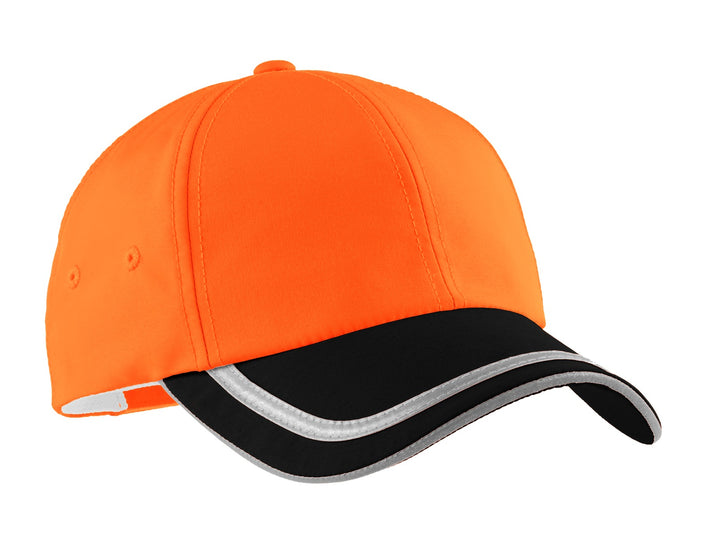 Port Authority Enhanced Visibility Cap.  C836 — Safety Orange/ Black — front