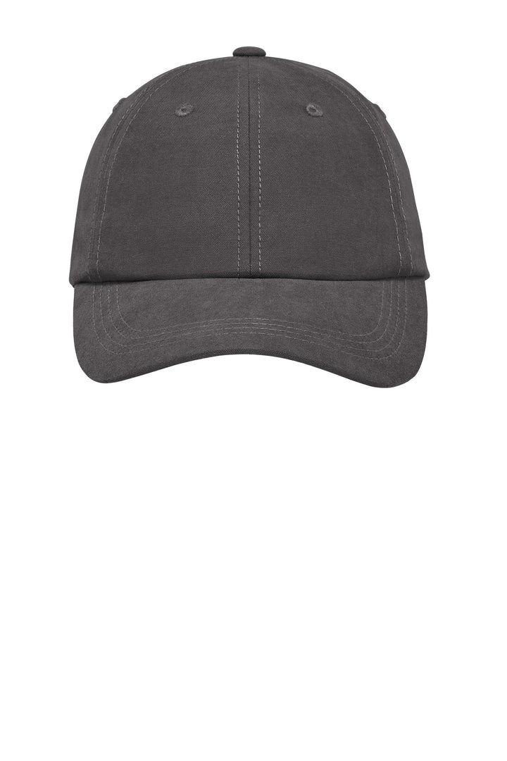 Port Authority Sueded Cap.  C850 — Charcoal — front