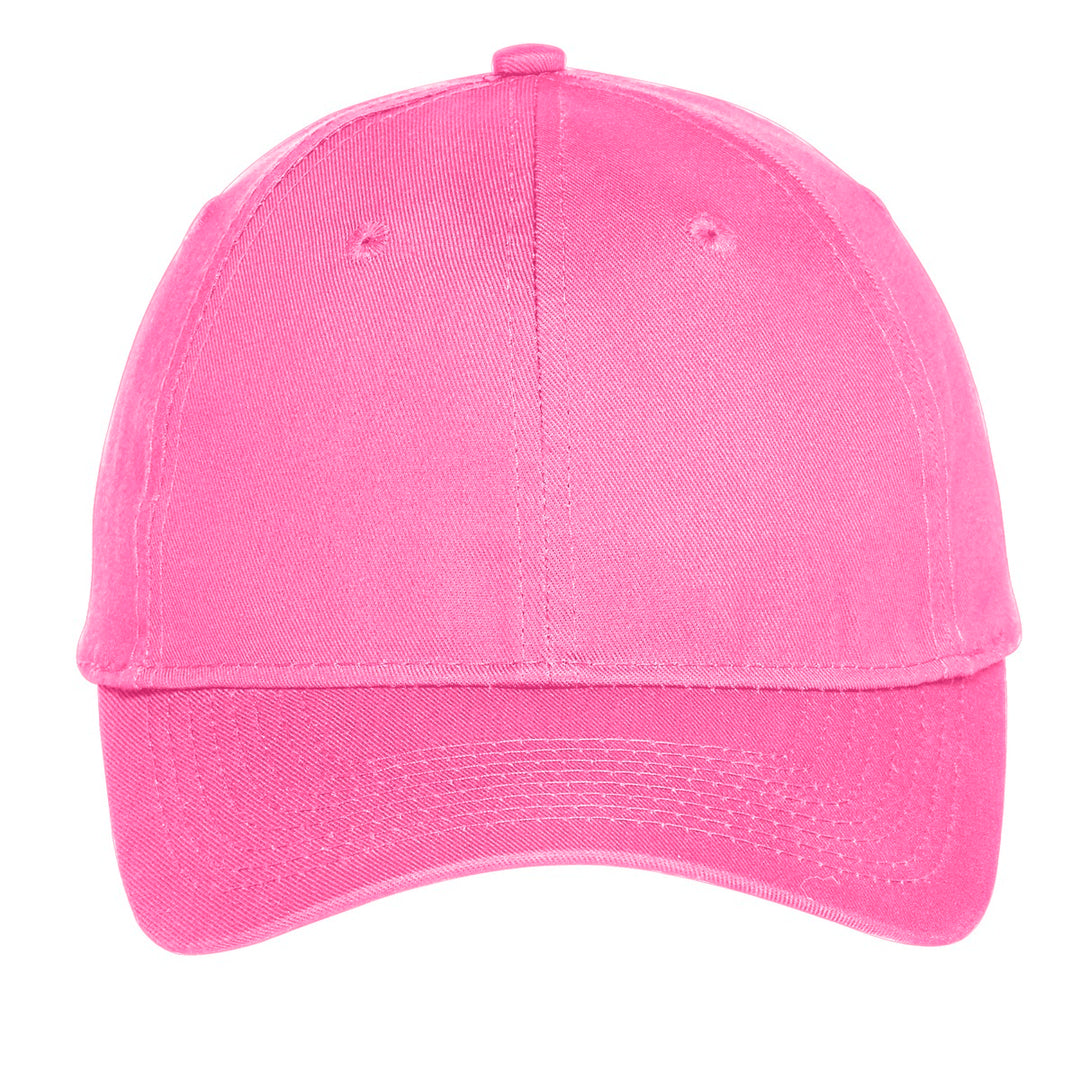 Port Authority Six-Panel Unstructured Twill Cap. C914 — Neon Pink — front