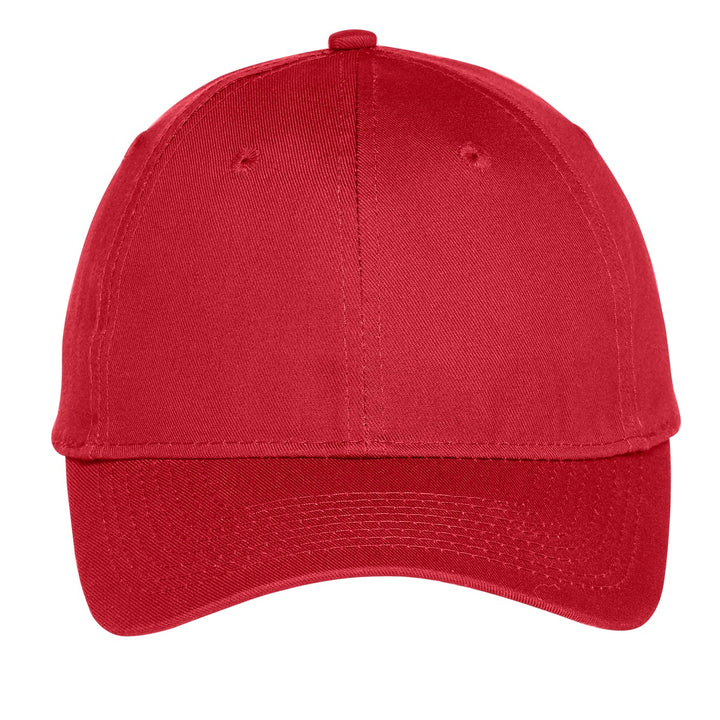 Port Authority Six-Panel Unstructured Twill Cap. C914 — Red — front