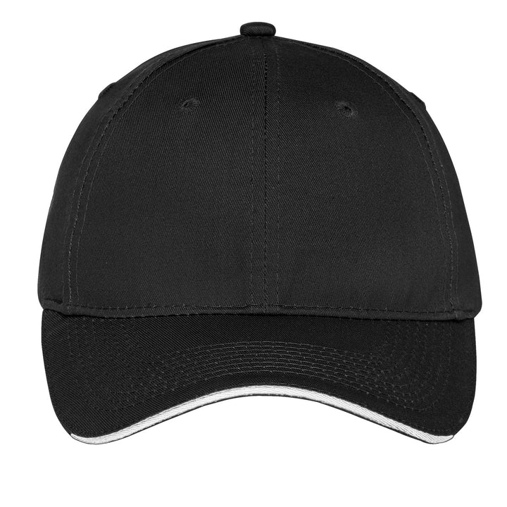 Port Authority Unstructured Sandwich Bill Cap. C919 — Black/ White — front