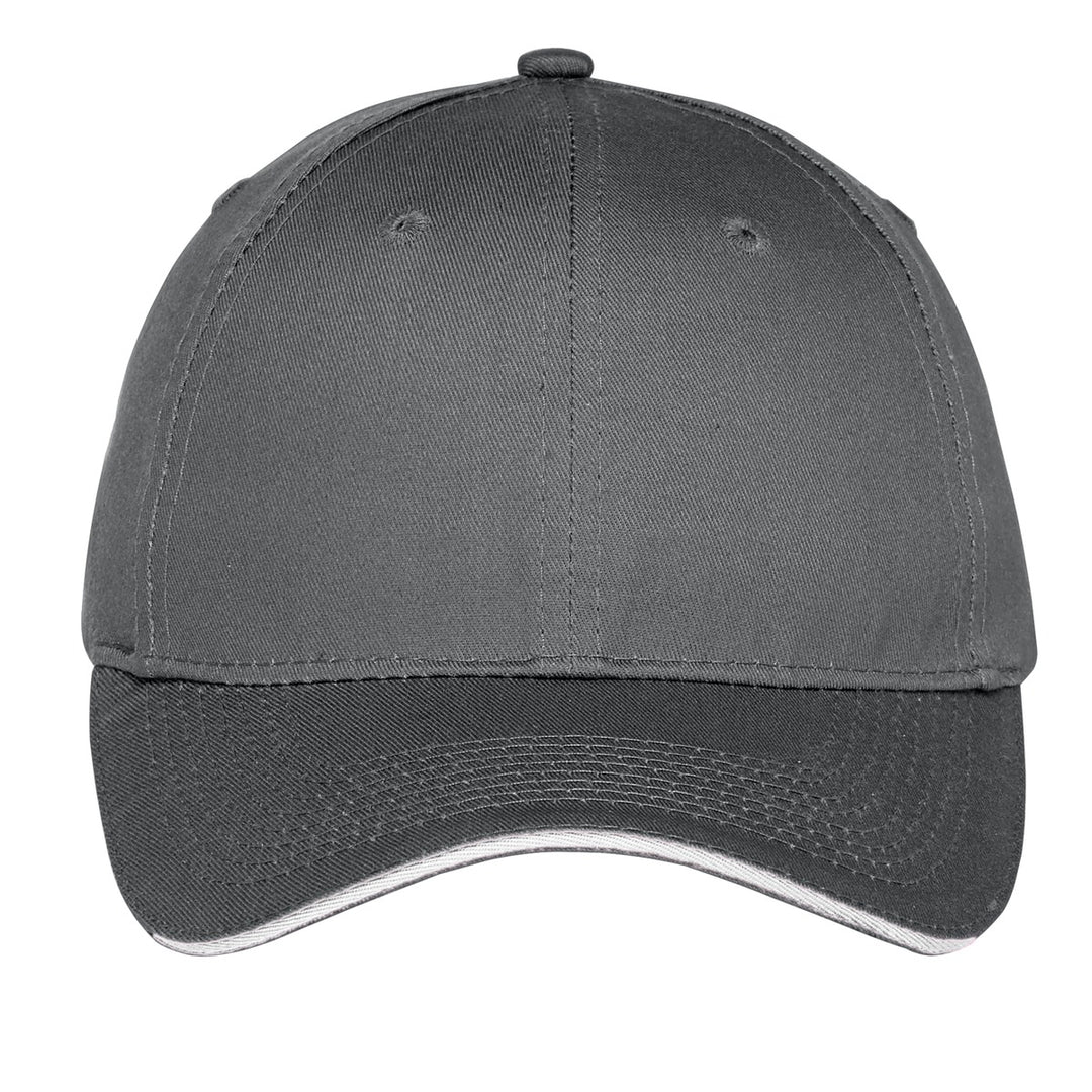 Port Authority Unstructured Sandwich Bill Cap. C919 — Charcoal/ White — front