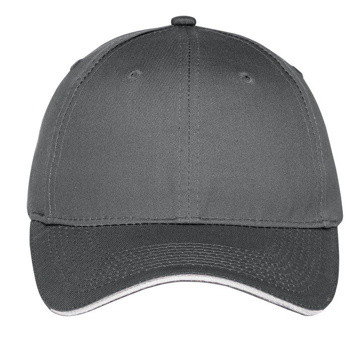 Port Authority Unstructured Sandwich Bill Cap. C919 — Charcoal/ White — front