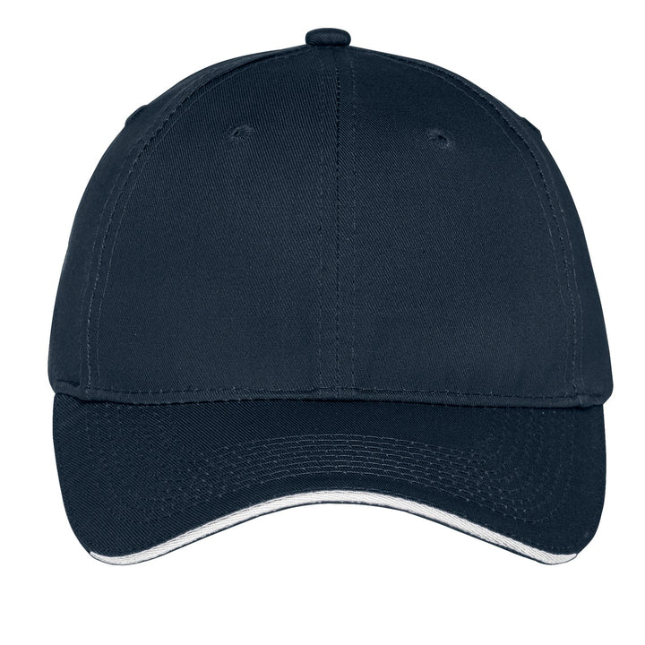 Port Authority Unstructured Sandwich Bill Cap. C919 — Navy/ White — front