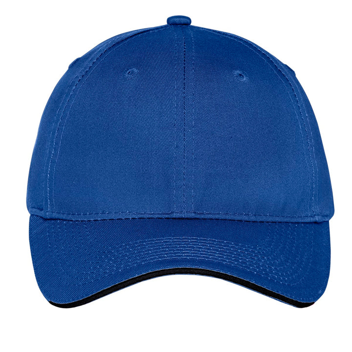 Port Authority Unstructured Sandwich Bill Cap. C919 — Royal/ Black — front