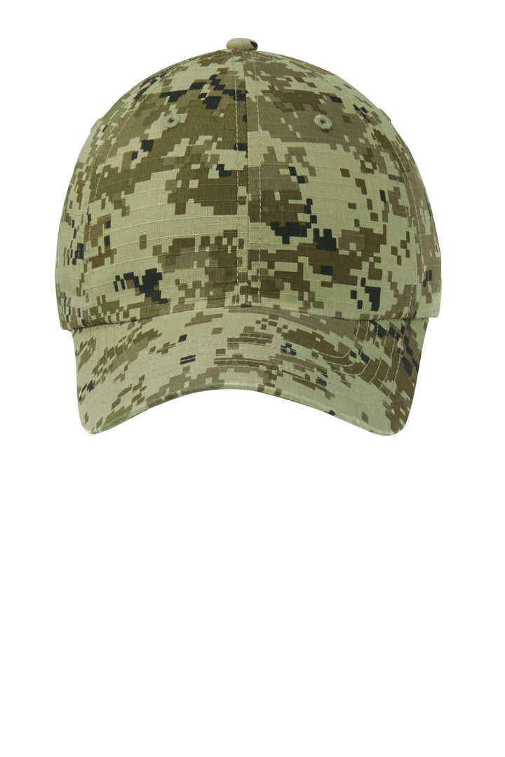 Port Authority Digital Ripstop Camouflage Cap. C925 — Green Camo — front