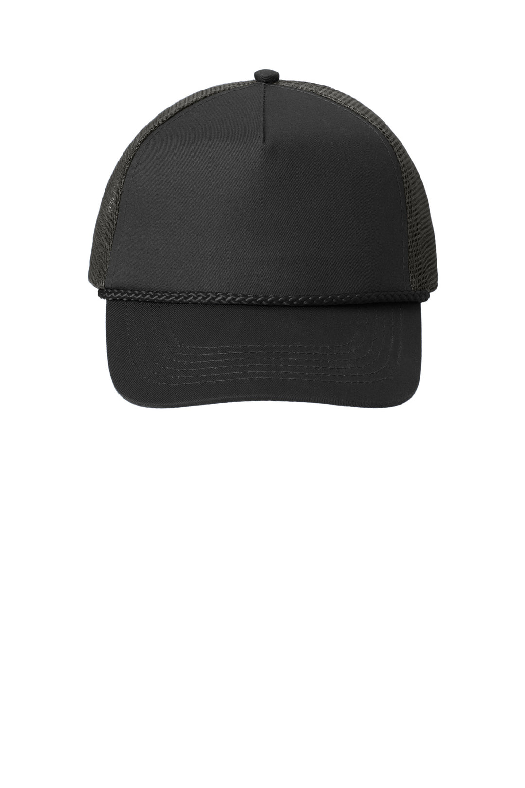 Port Authority 5-Panel Snapback Cap. C932 — Black — front