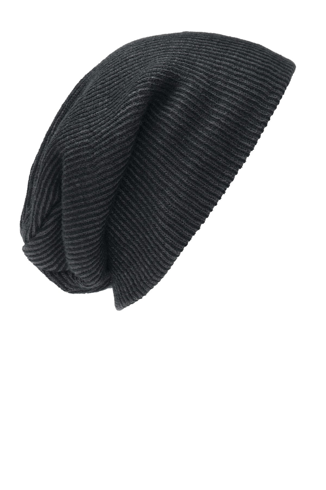 Port Authority Rib Knit Slouch Beanie. C935 — Black/ Iron Grey — front