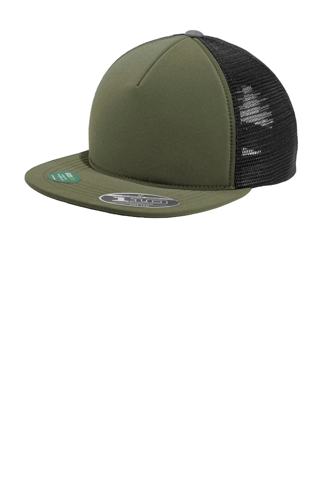 Port Authority  Flexfit 110  Foam Outdoor Cap. C937 — Army Green/ Black — front