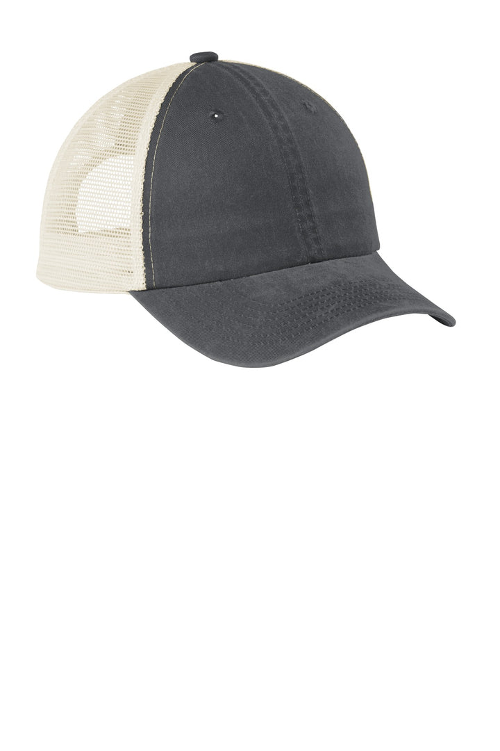 Port Authority  Beach Wash  Mesh Back Cap. C943 — Coal/ Stone — front