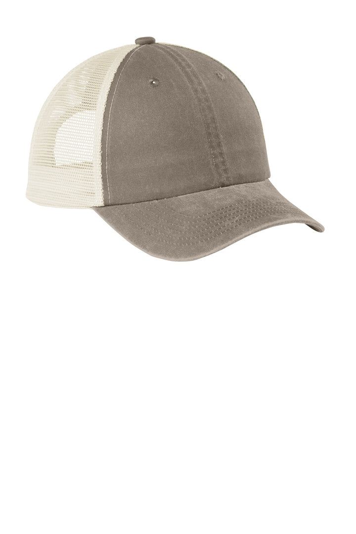 Port Authority  Beach Wash  Mesh Back Cap. C943 — Taupe/ Stone — front