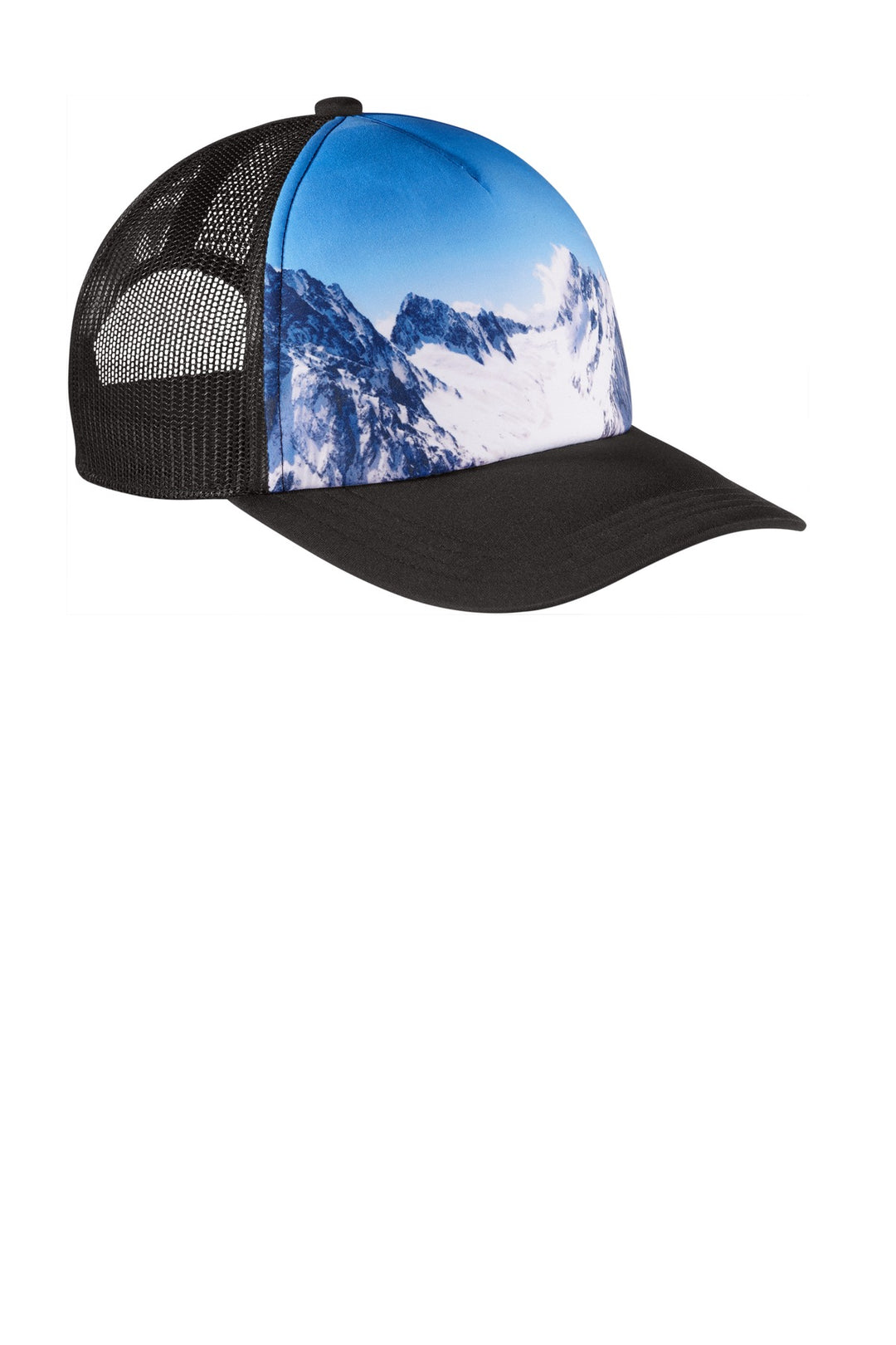 Port Authority  Photo Real Snapback Trucker Cap C950 — Snow Caps — front
