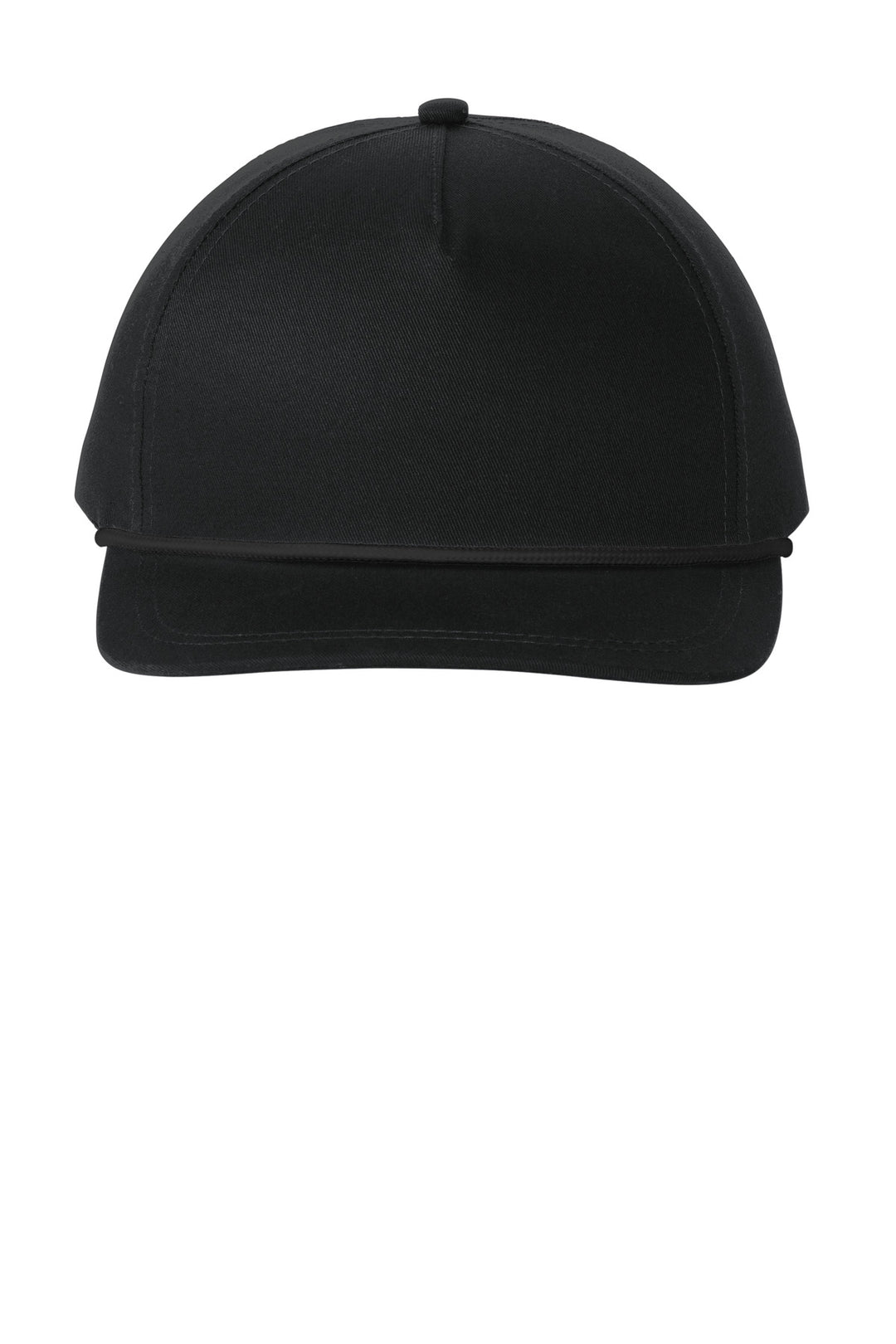Port Authority Snapback Five-Panel Rope Cap C962 — Black/ Black — front