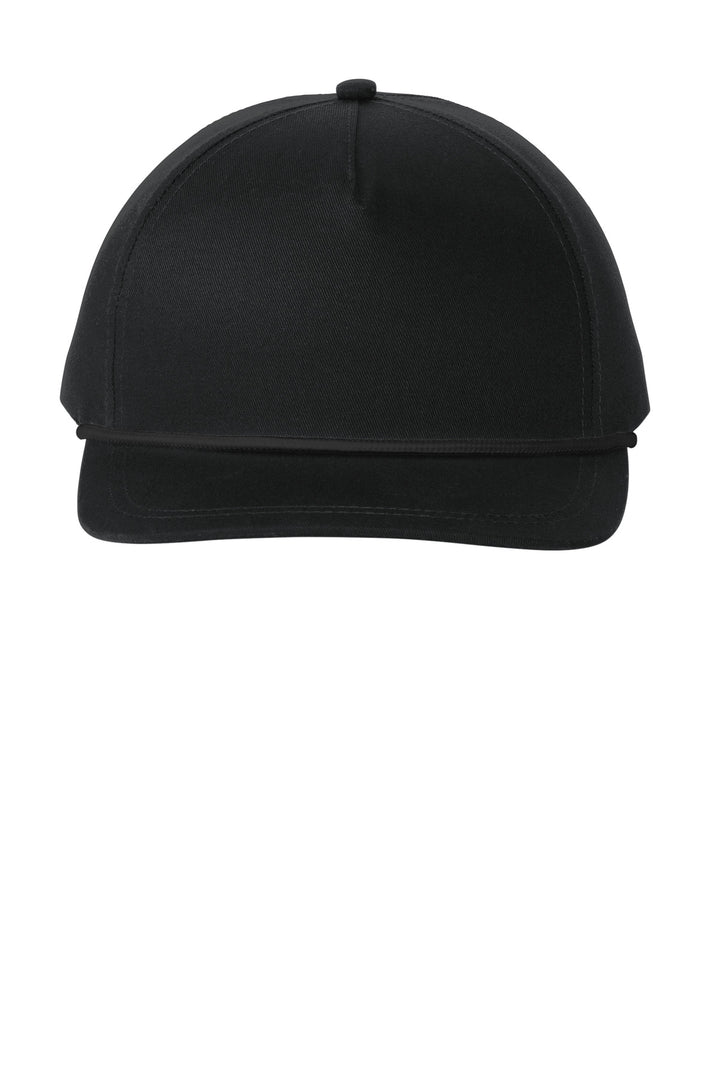 Port Authority Snapback Five-Panel Rope Cap C962 — Black/ Black — front