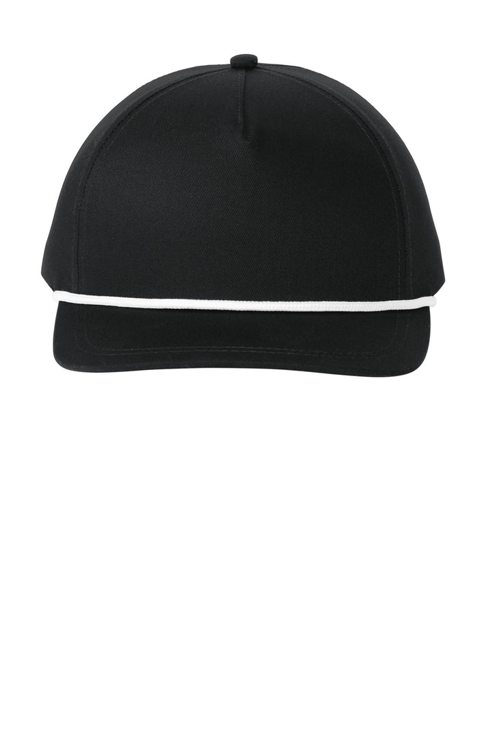 Port Authority Snapback Five-Panel Rope Cap C962 — Black/ White — front