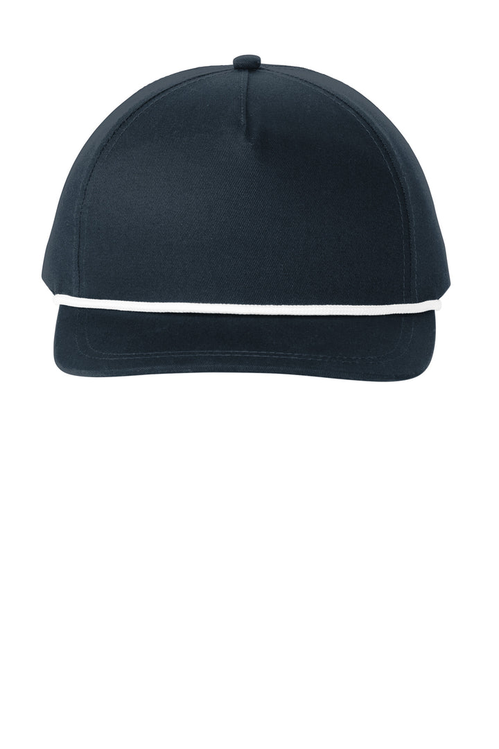 Port Authority Snapback Five-Panel Rope Cap C962 — Navy/ White — front