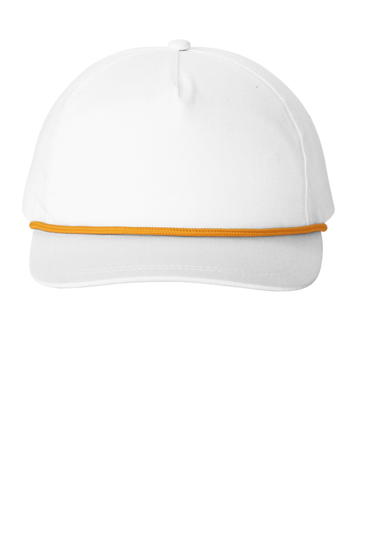 Port Authority Snapback Five-Panel Rope Cap C962 — White/ Athletic Gold — front