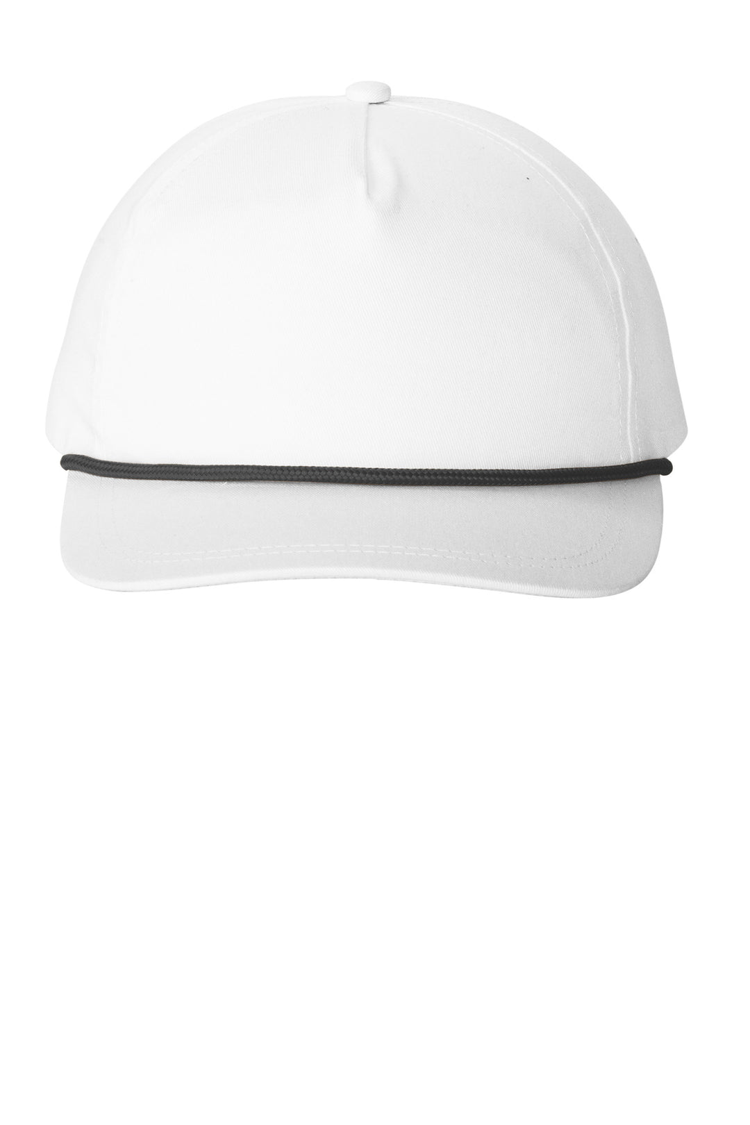Port Authority Snapback Five-Panel Rope Cap C962 — White/ Black — front