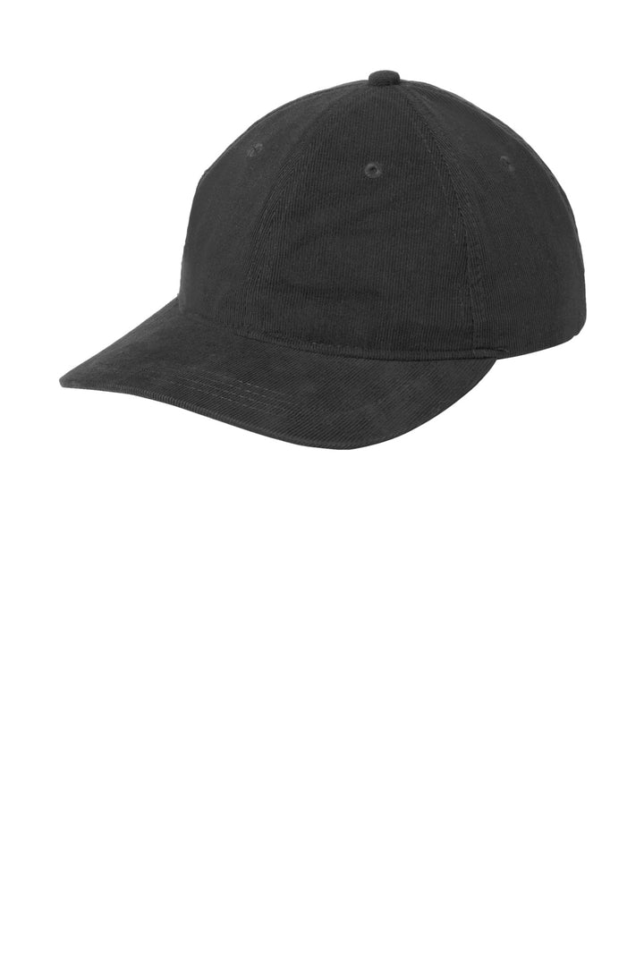 Port Authority Light Corduroy Dad Cap C973 — Deep Black — front
