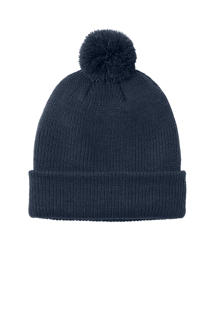 Port Authority Cozy Pom Beanie C978 — River Blue Navy — front