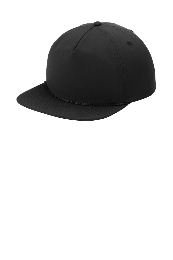 Port Authority 5-Panel Poly Rope Cap C981 — Black/ Black — front
