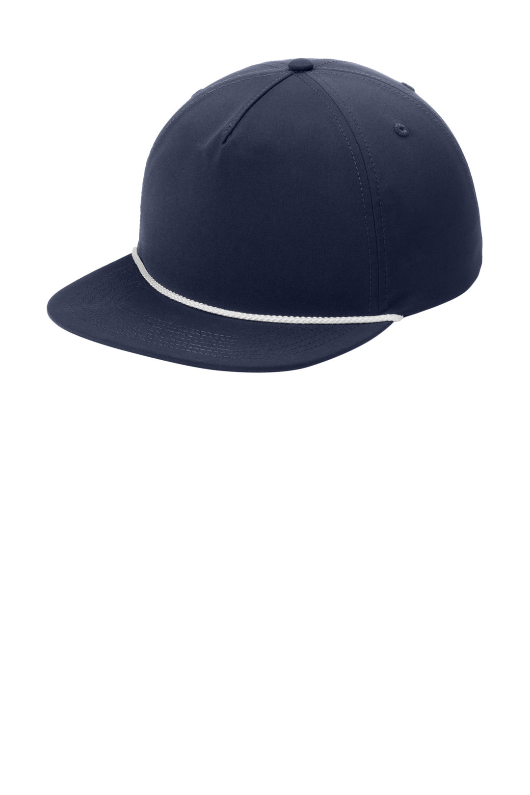 Port Authority 5-Panel Poly Rope Cap C981 — River Blue Navy/ White — front