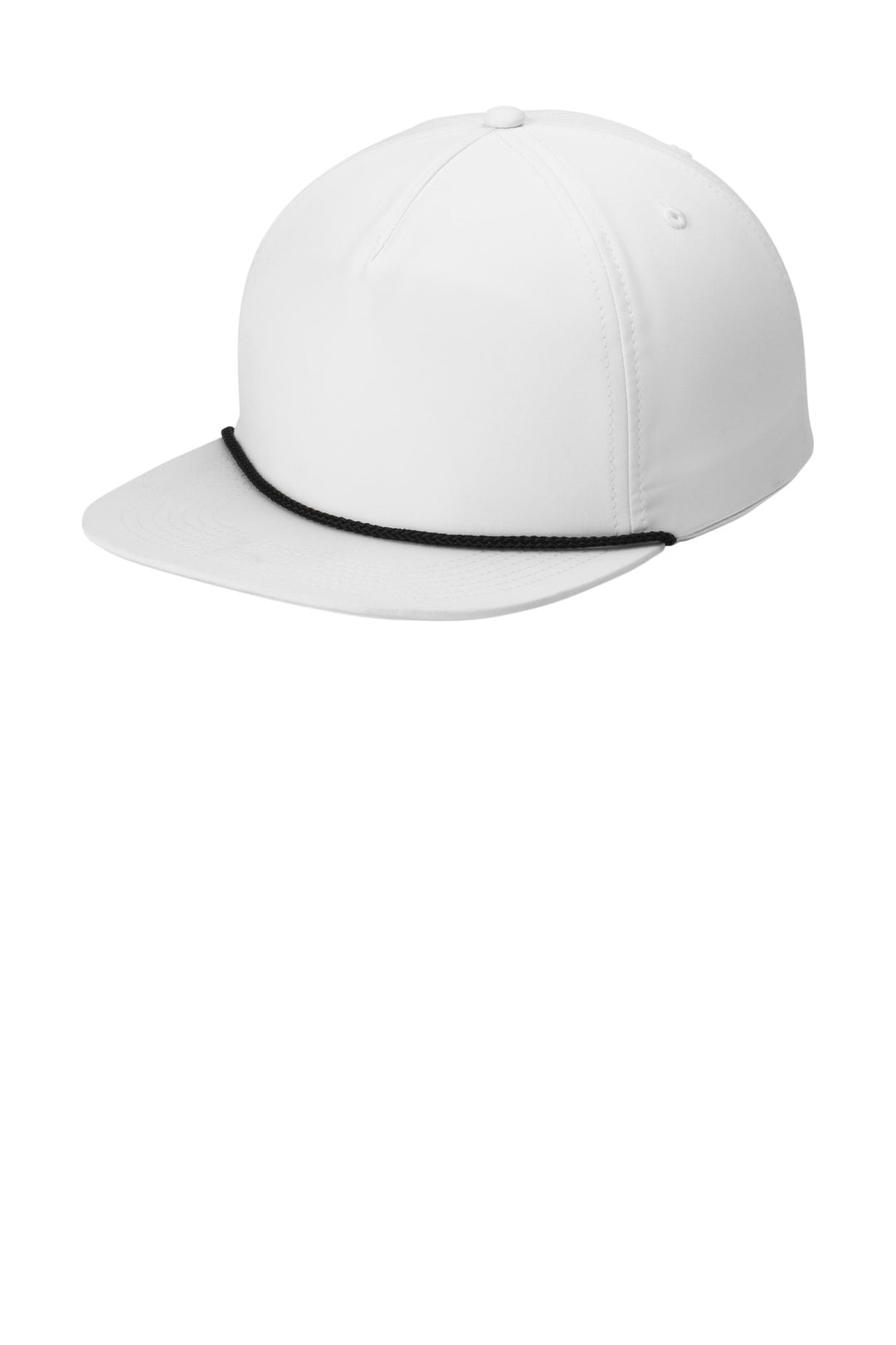 Port Authority 5-Panel Poly Rope Cap C981 — White/ Black — front