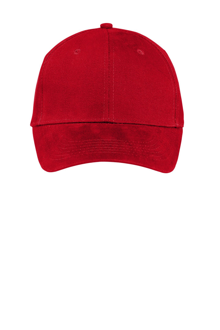 Port Authority Brushed Twill Cap.  CP82 — Red — front