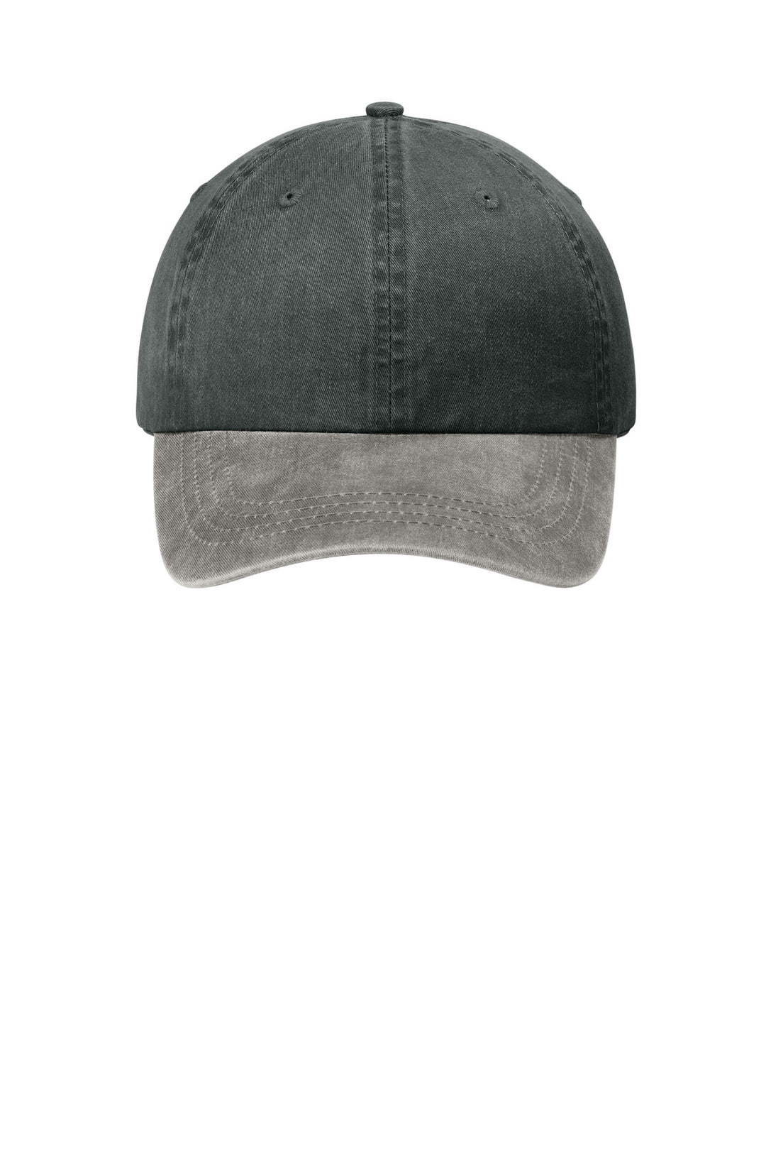 Port Authority Two-Tone Pigment-Dyed Cap.  CP83 — Black/ Pebble — front