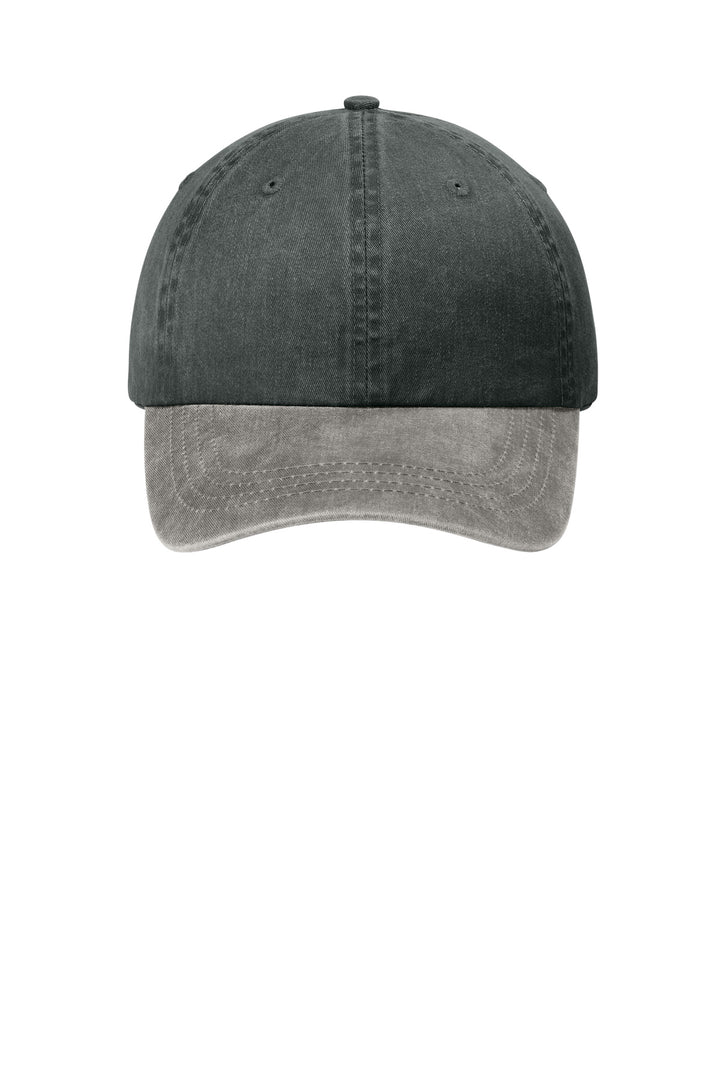 Port Authority Two-Tone Pigment-Dyed Cap.  CP83 — Black/ Pebble — front
