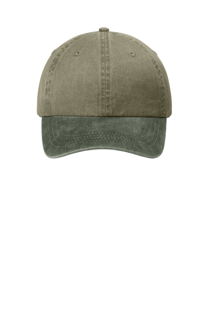 Port Authority Two-Tone Pigment-Dyed Cap.  CP83 — Khaki/ Hunter — front