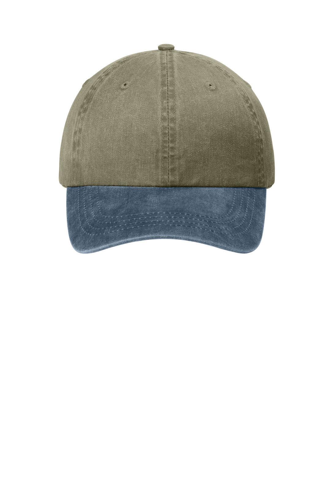 Port Authority Two-Tone Pigment-Dyed Cap.  CP83 — Khaki/ Navy — front