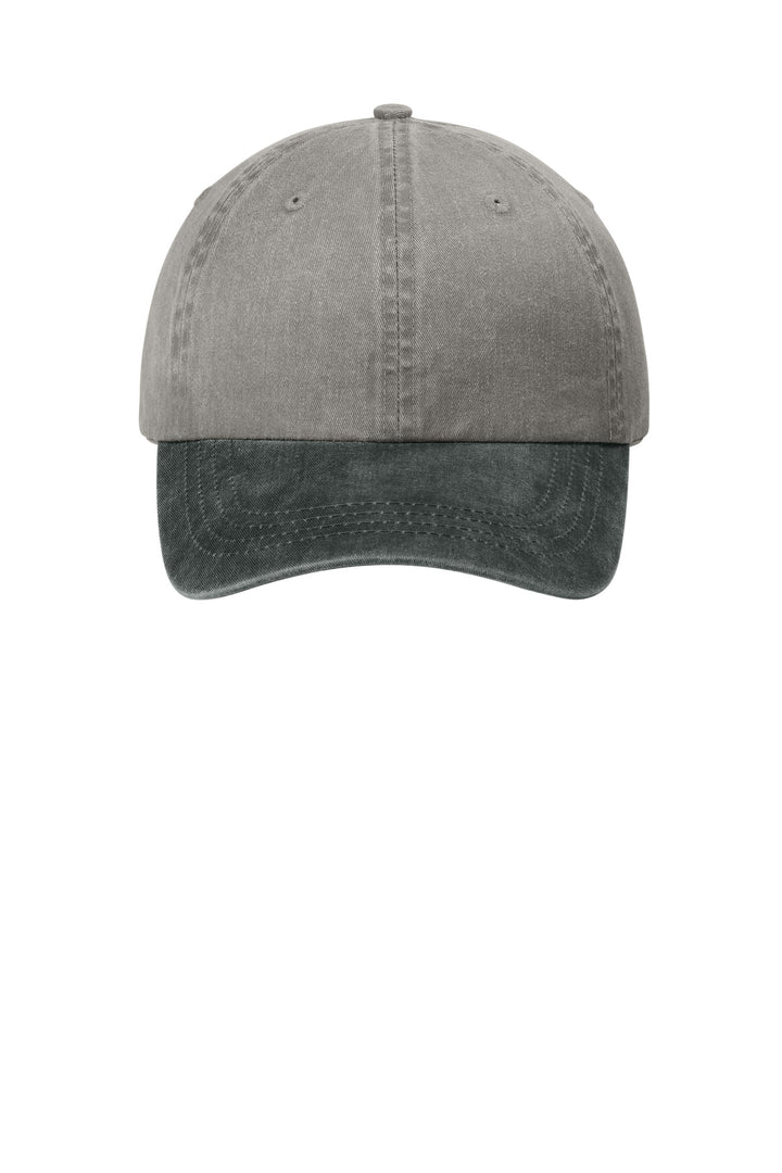 Port Authority Two-Tone Pigment-Dyed Cap.  CP83 — Pebble/ Black — front