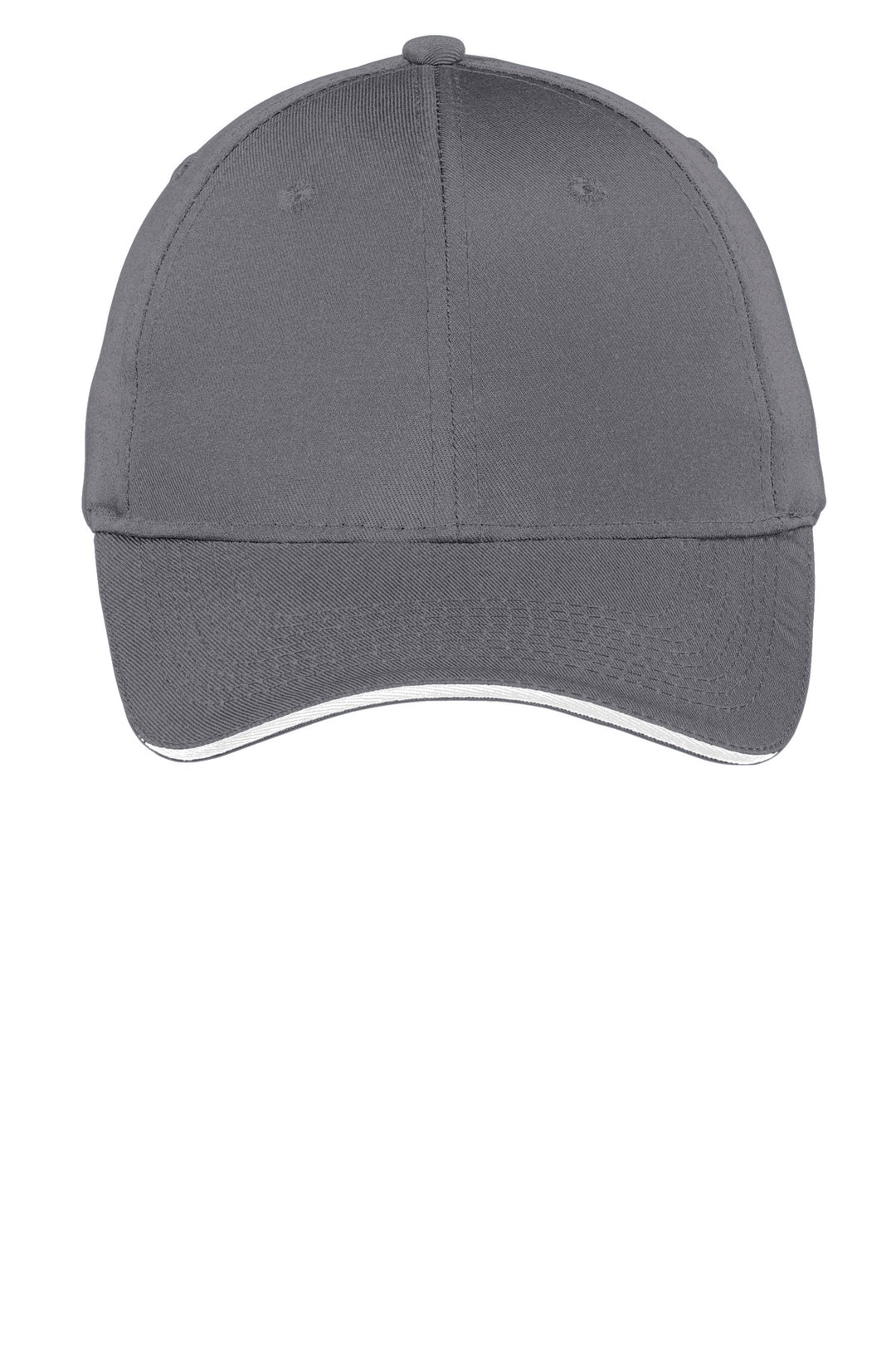 Port Authority Cotton Twill Sandwich Bill Cap.  CP85 — Charcoal/ White — front