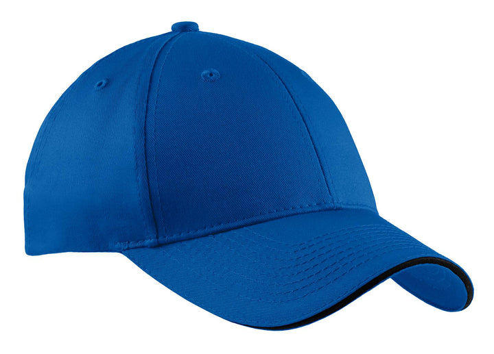Port Authority Cotton Twill Sandwich Bill Cap.  CP85 — Royal/ Black — front