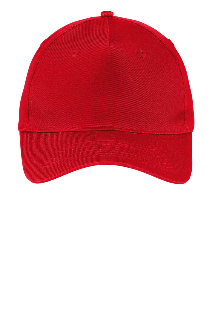 Port Authority Five-Panel Twill Cap.  CP86 — Red — front
