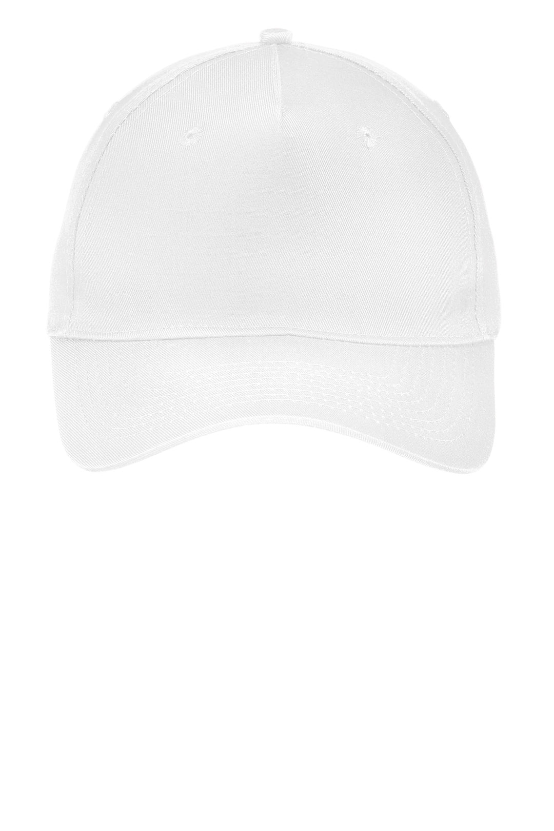 Port Authority Five-Panel Twill Cap.  CP86 — White — front