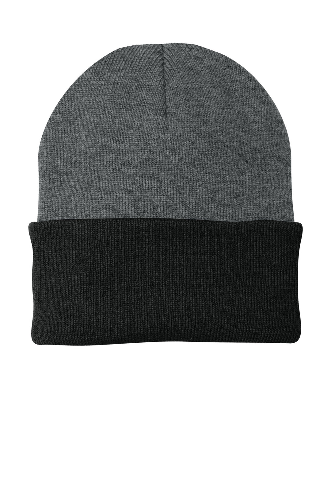 Port Authority Knit Cap.  CP90 — Athletic Oxford/ Black — front