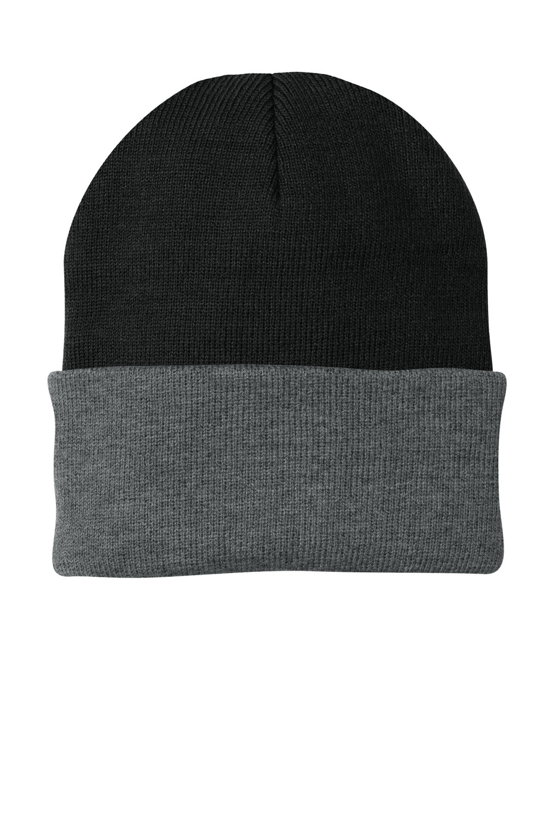 Port Authority Knit Cap.  CP90 — Black/ Athletic Oxford — front