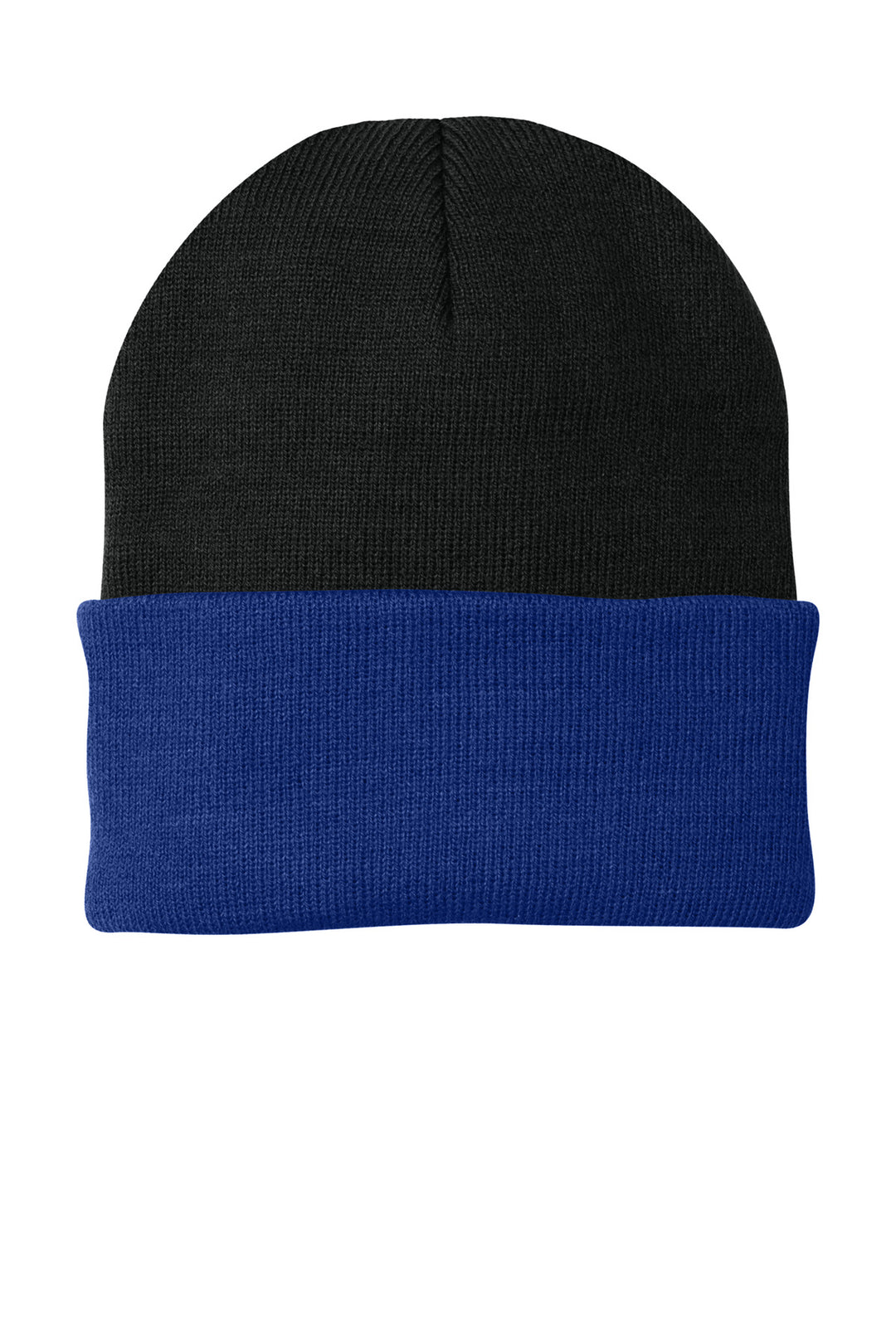 Port Authority Knit Cap.  CP90 — Black/ Athletic Royal — front