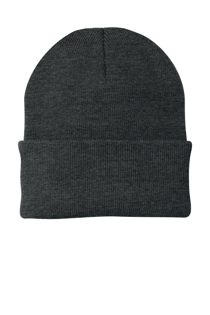 Port Authority Knit Cap.  CP90 — Charcoal Heather — front