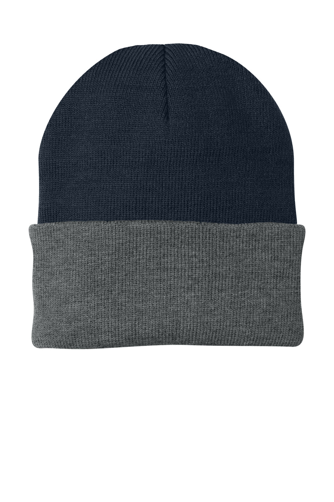 Port Authority Knit Cap.  CP90 — Navy/ Athletic Oxford — front
