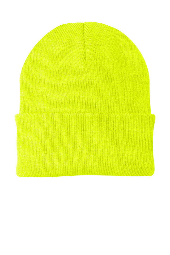 Port Authority Knit Cap.  CP90 — Neon Yellow — front