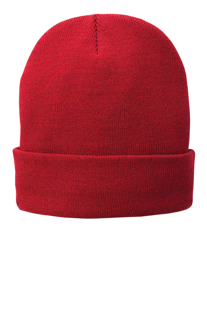 Port Authority Fleece-Lined Knit Cap. CP90L — Athletic Red — front